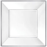 Elegant Square Plastic Plates with Silver Trim - 10" (Pack of 8) - Premium White Dinnerware - Perfect for Buffets, Parties, and Special Occasions